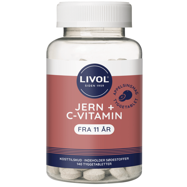 Livol Jern + C-Vitamin Appelsinsmag Tyggetabletter (140 tabl)