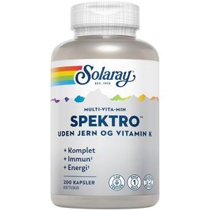 Solaray Spektro Multi-Vita-Min uden jern og vitamin K, 200kap.